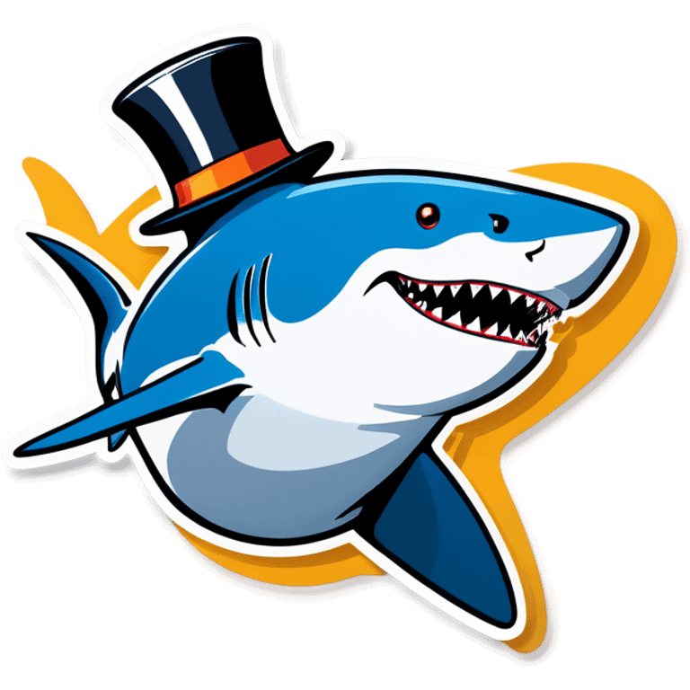 Shark with a top hat emoji