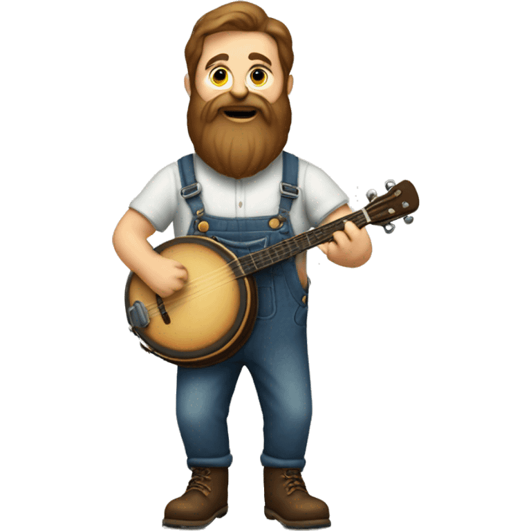 Man with a large beard and overalls, playing the banjo in toe shoes emoji