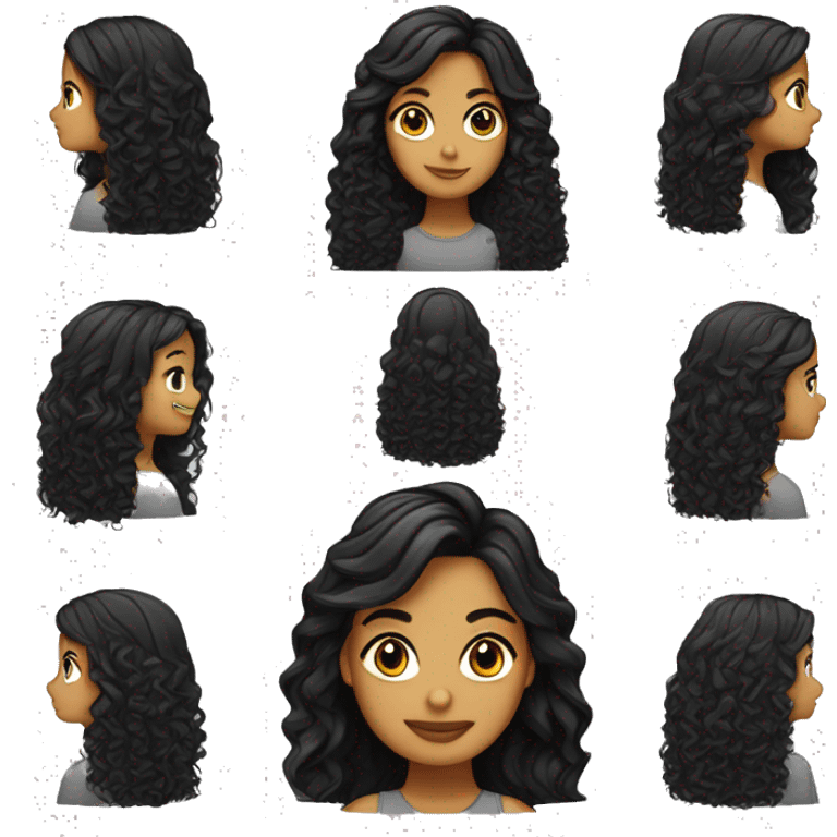 Chica tez blanca, cabello negro largo ondulado, resfriada emoji