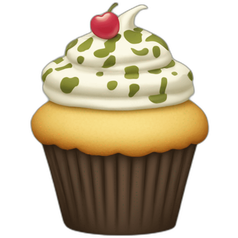 Happy cupcake with camouflage icing emoji