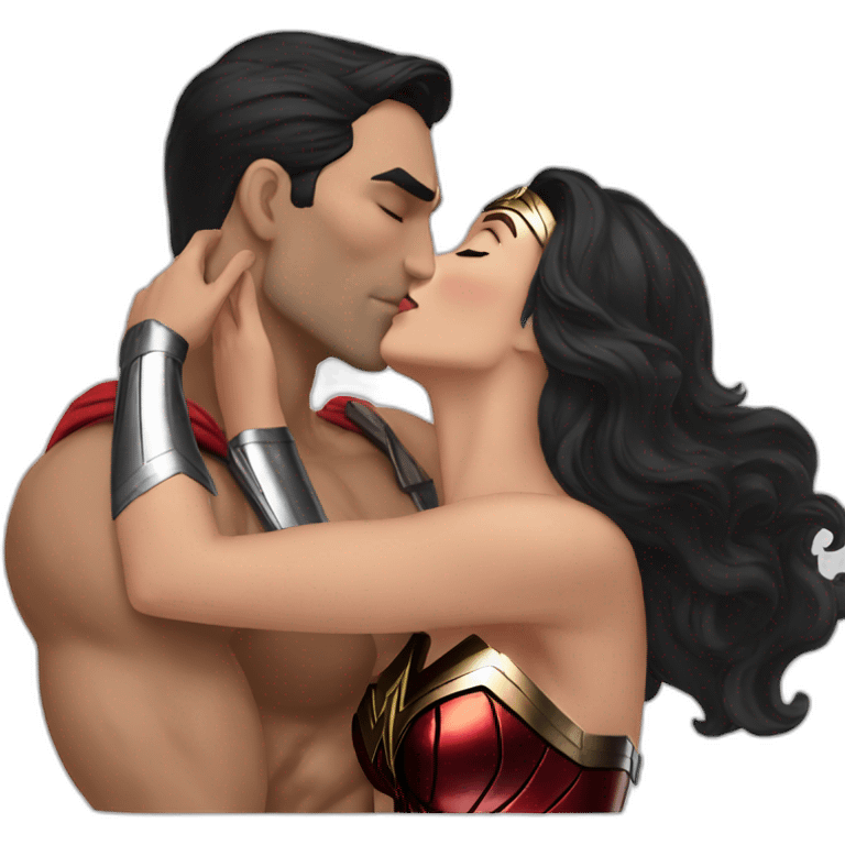 Super man kiss Wonder Woman emoji