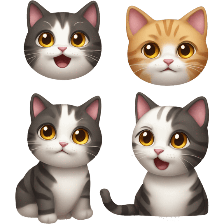 Create Emojis with different emotions for two couple cute cat emoji