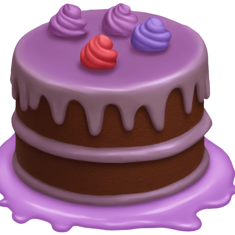 Chocolate cake with purple cream emoji