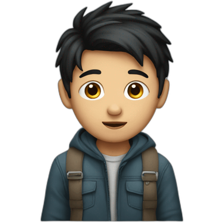 young dark-haired boy in hiding emoji