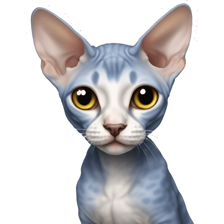 Kot Devon rex z niebieskimi oczami w całości  emoji