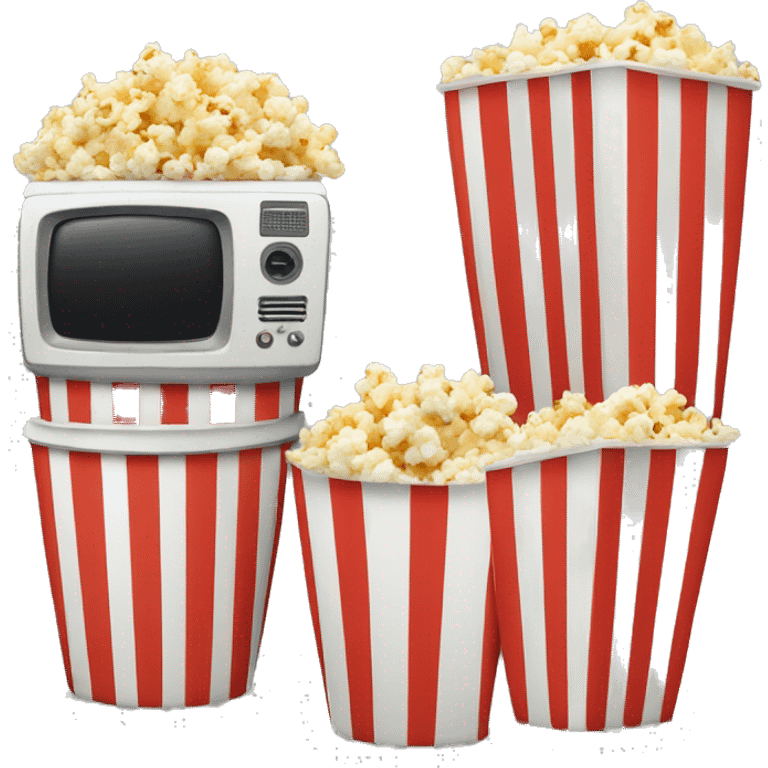 Popcorn in a striped cup with a TV emoji