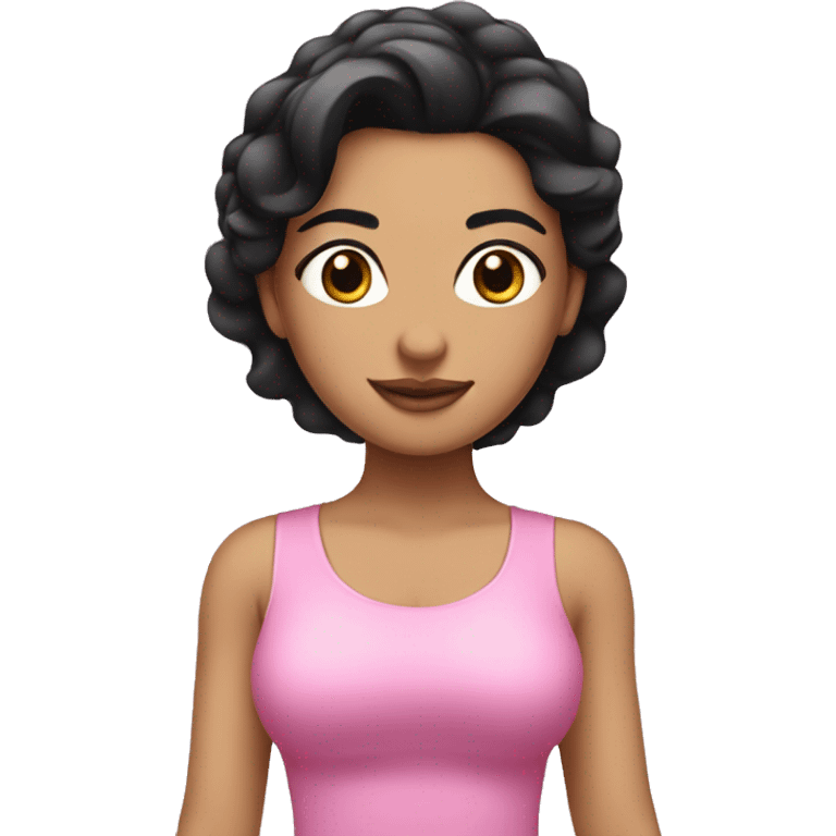 Pink Pilates princess with black hair  emoji