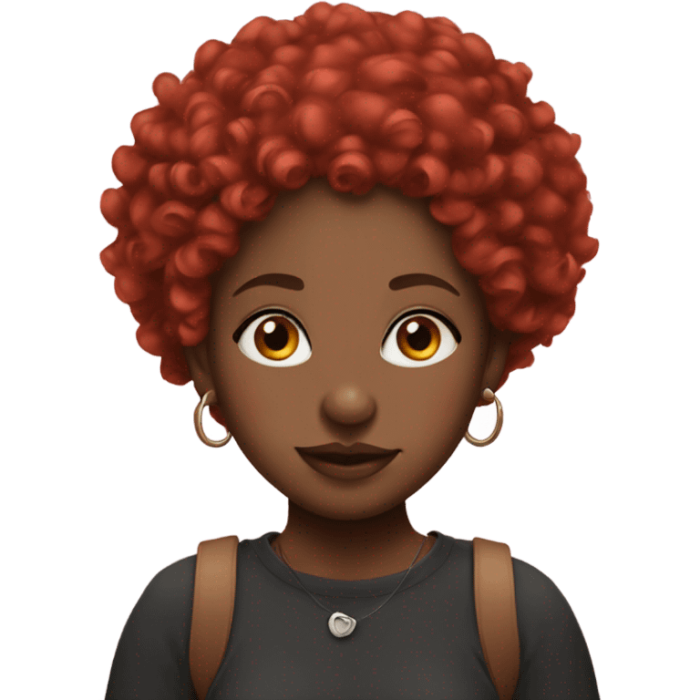 Black girl with red curly hair and nose piercings  emoji