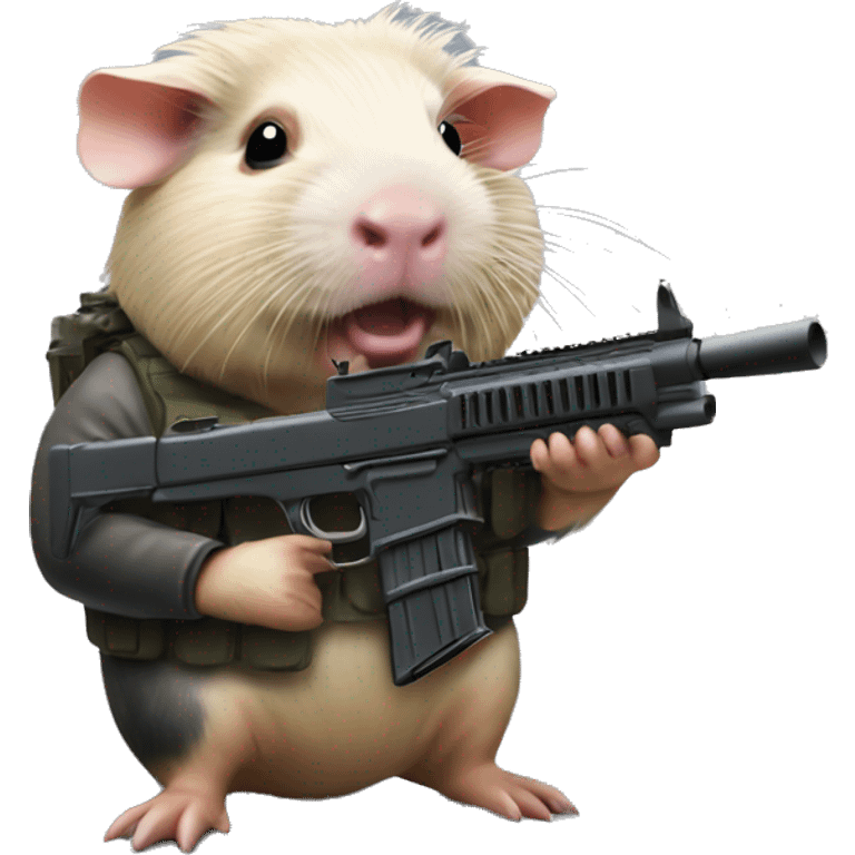 Guinear pig with a machine gun emoji