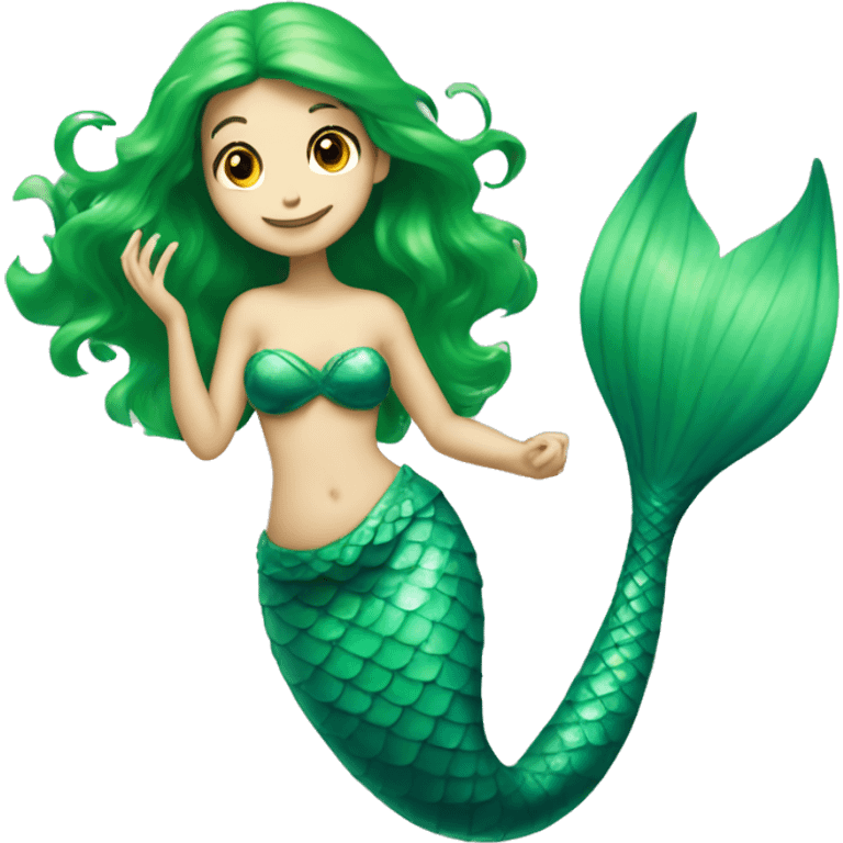 mermaid with green tail pale emoji