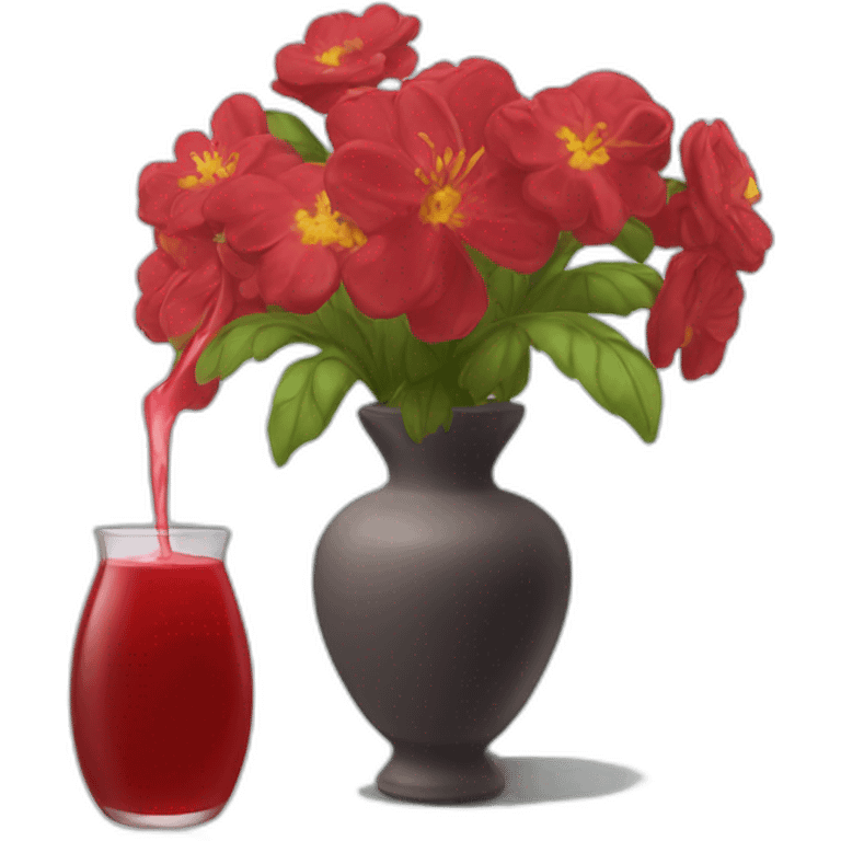 The bot a vase that containing a reddish beverage inside emoji