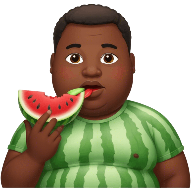 Fat Black guy eating watermelon emoji