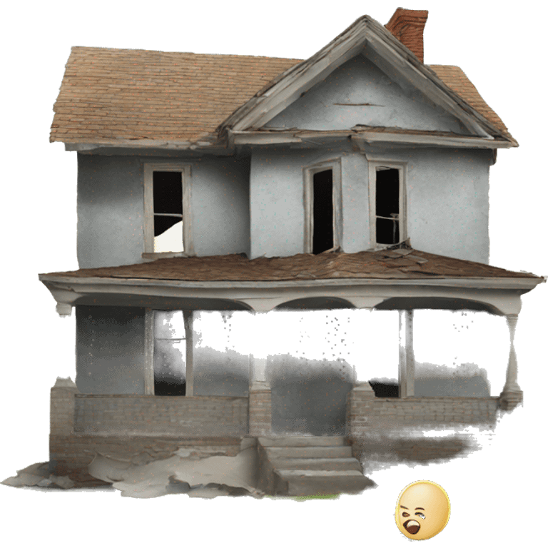 House in disrepair with baby in front of it emoji