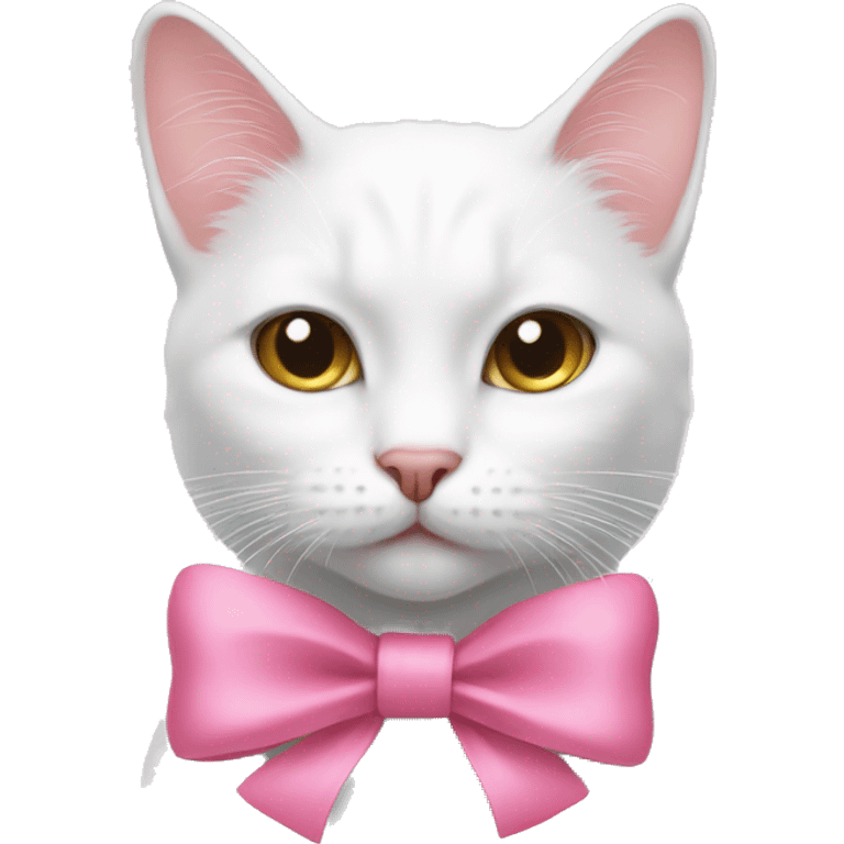 White cat with pink bow  emoji