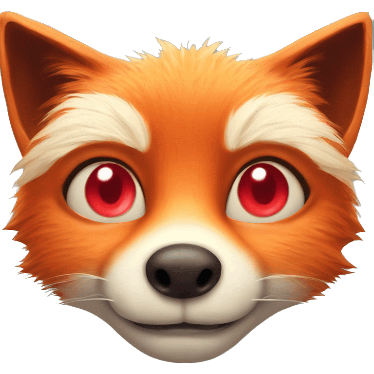 deep lush red fox face with tiny red heart in eyes emoji