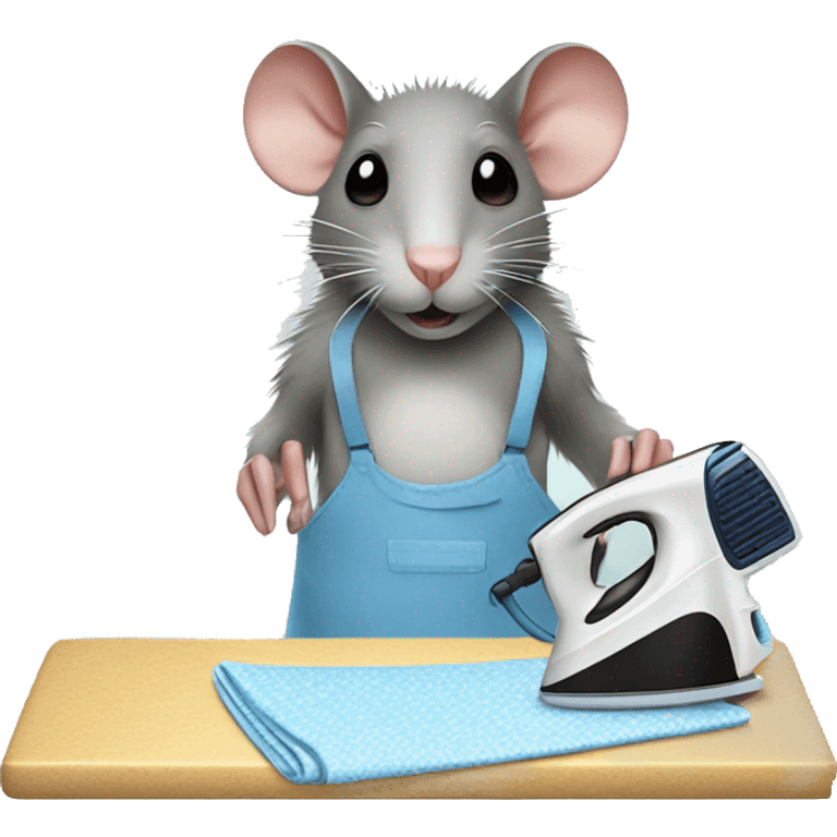 rat doing the ironing using an ironing board and clothes iron emoji