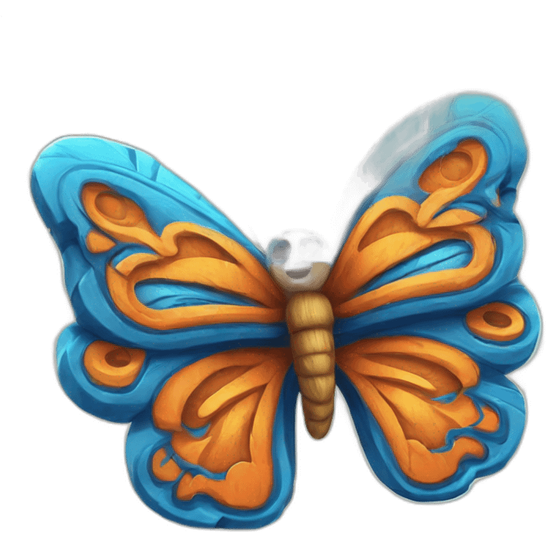 Beautiful Tiki with colors blue and orange-butterfly-tornade emoji