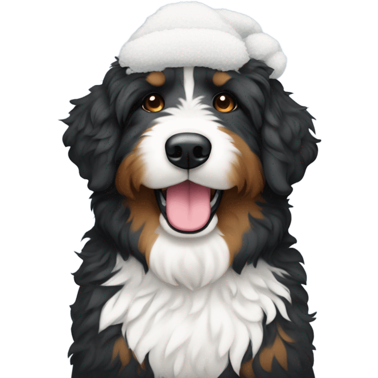 Bernedoodle in snow hat emoji