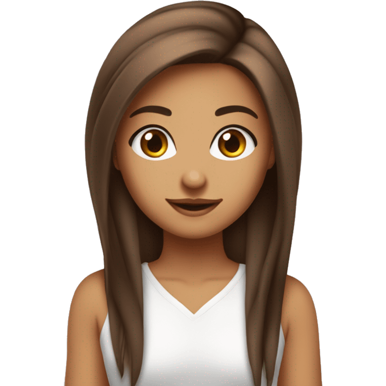 Fille cheveux lisse marron yeux maron clires emoji