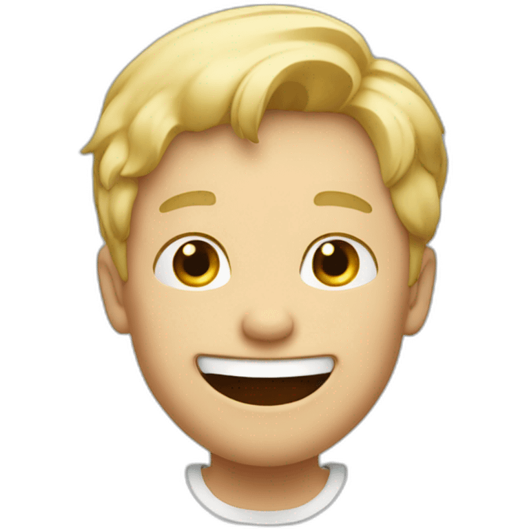 laughing blond guy with blonde kids emoji