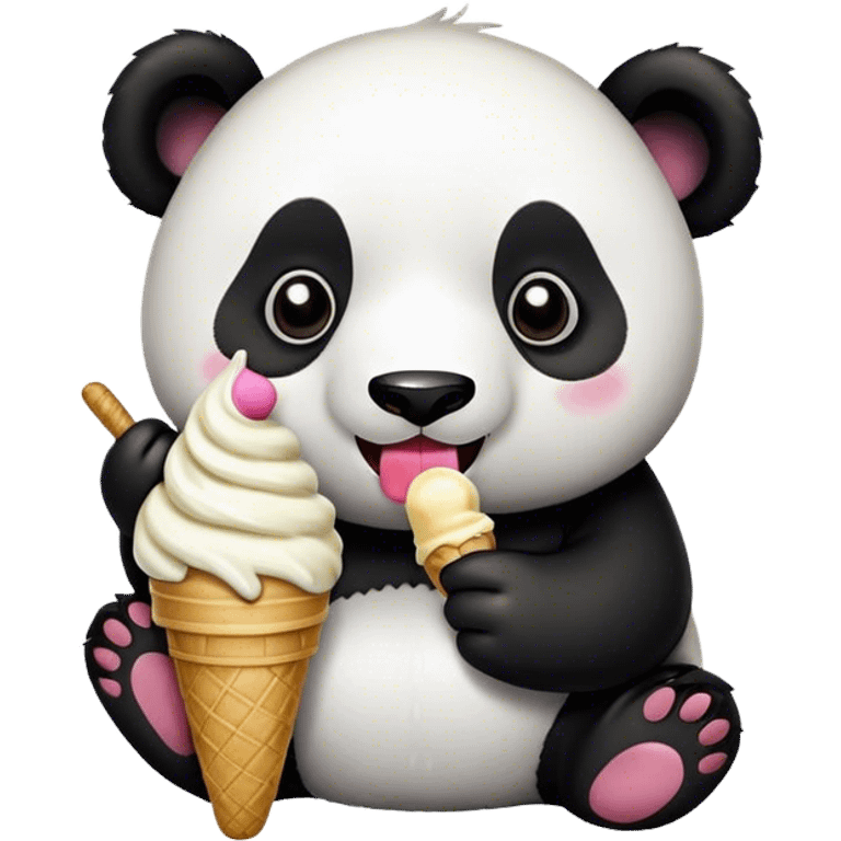 Panda eating ice cream emoji