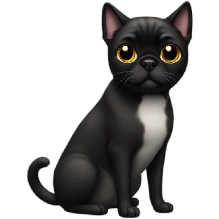 Black cat with a pug  emoji