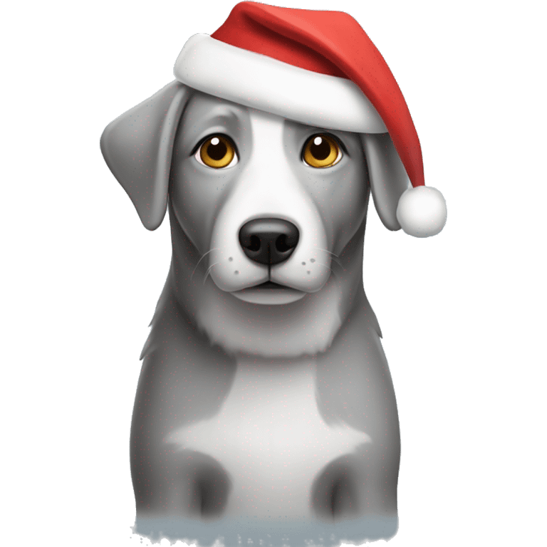 Grey dog with Santa hat emoji