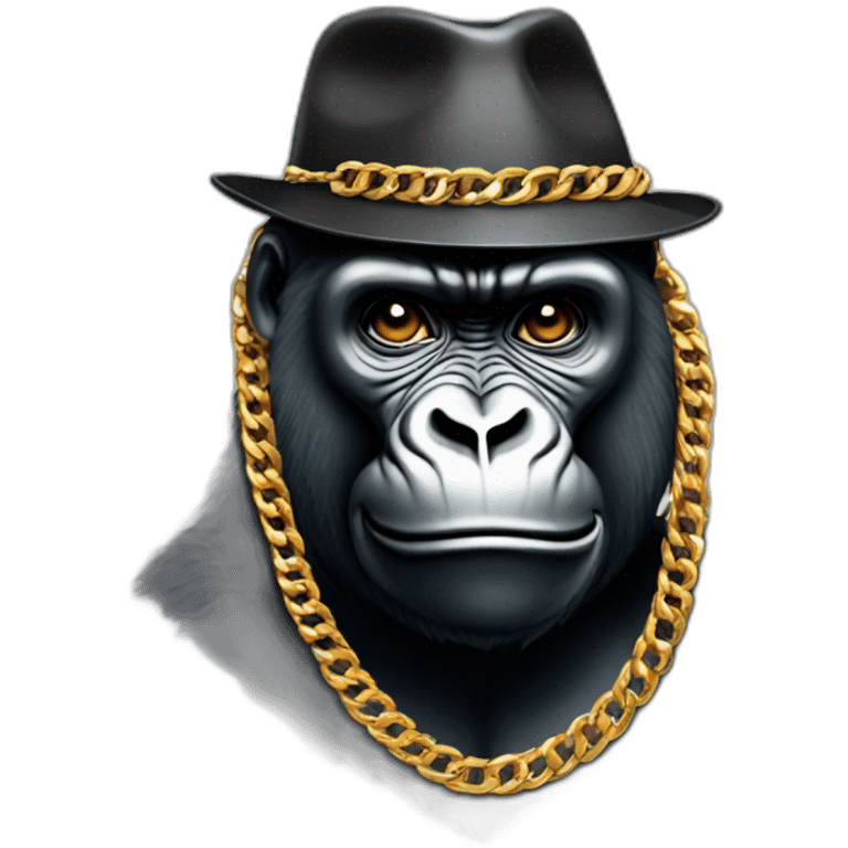 Gorilla wearing golden chains and Cap emoji