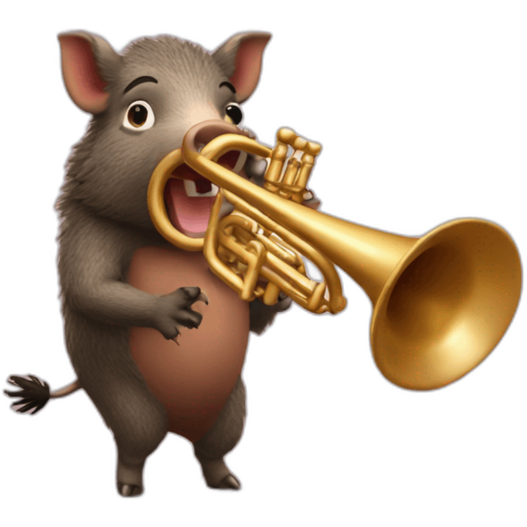 Wild boar playing trumpet emoji