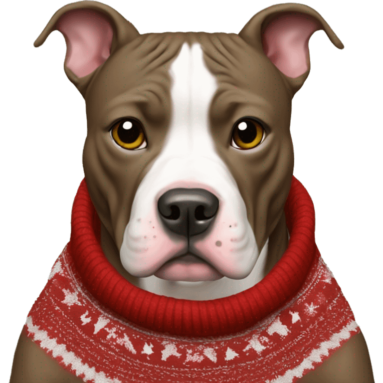 Pitbull with Christmas sweater emoji