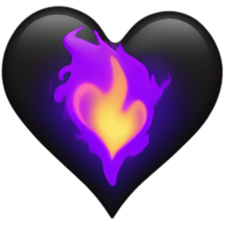 Black heart Burns in purple fire emoji