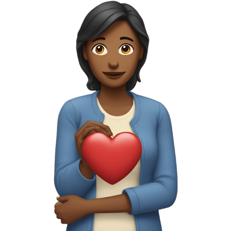 Mother holds her heart in her arm emoji