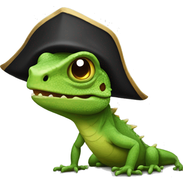 lizard with a pirate hat emoji