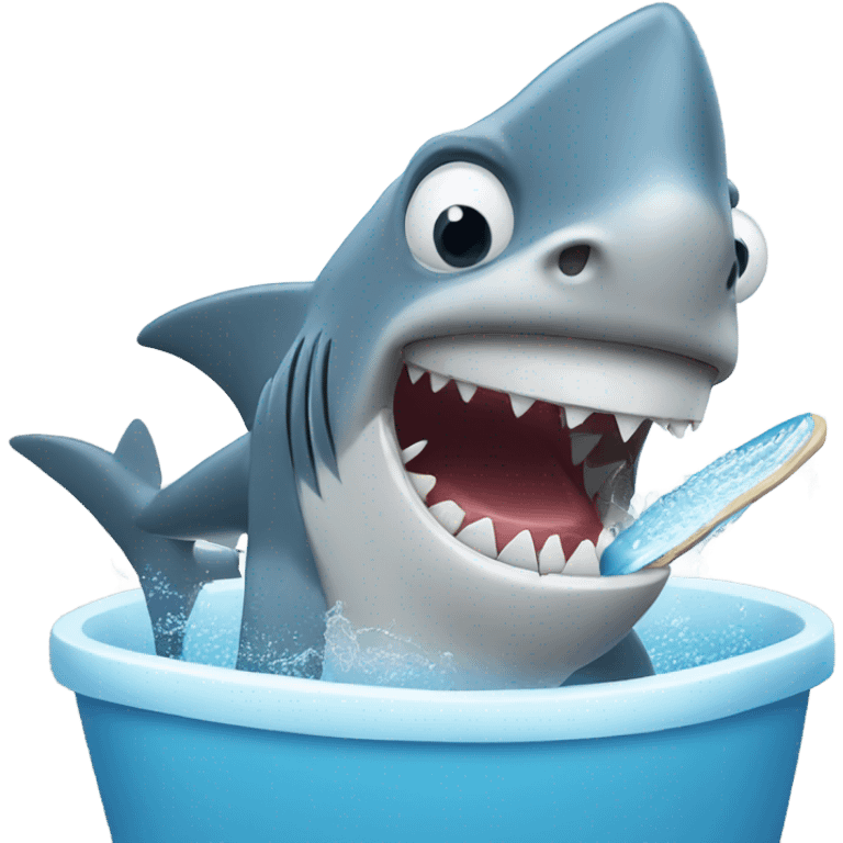 Shark brushing teeth  emoji