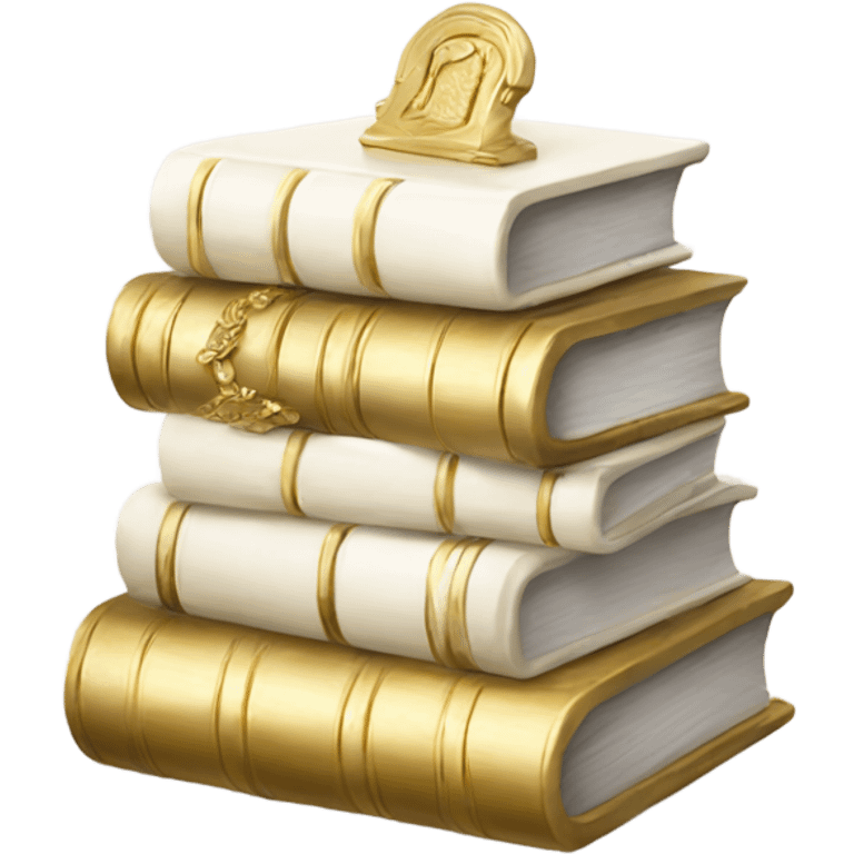 Ivory book stack tiny gold accents  emoji