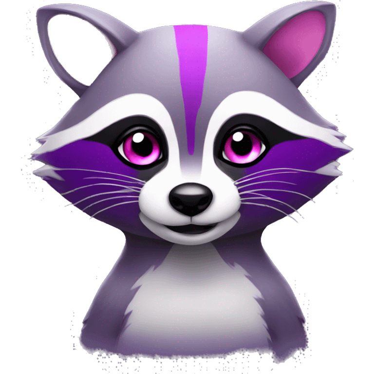 purple raccoon with pink eyes winking with body  emoji