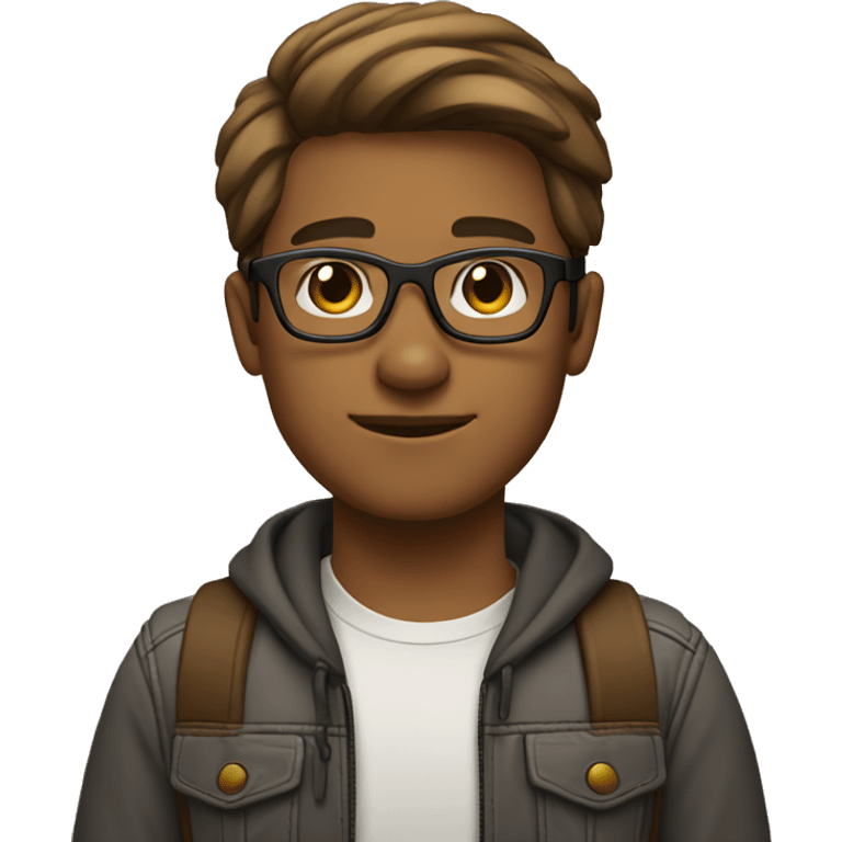 young man - tan skin - light beard - short brown hair - glasses emoji