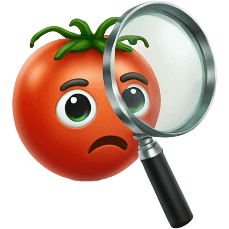 tomato holding magnifying glass in hand emoji