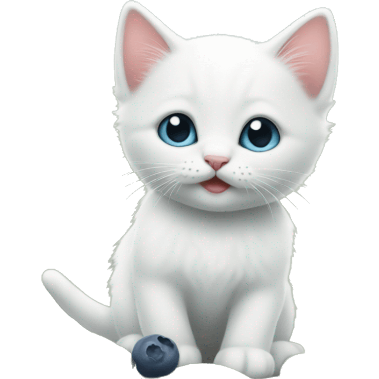 small white kitten holding blubbery  emoji