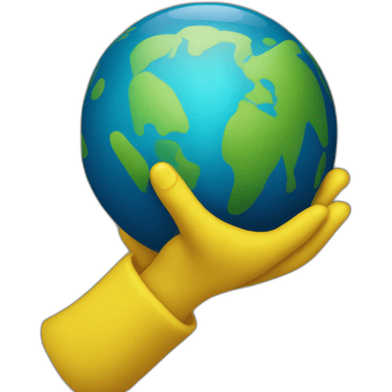 yellow hands holding planet earth emoji