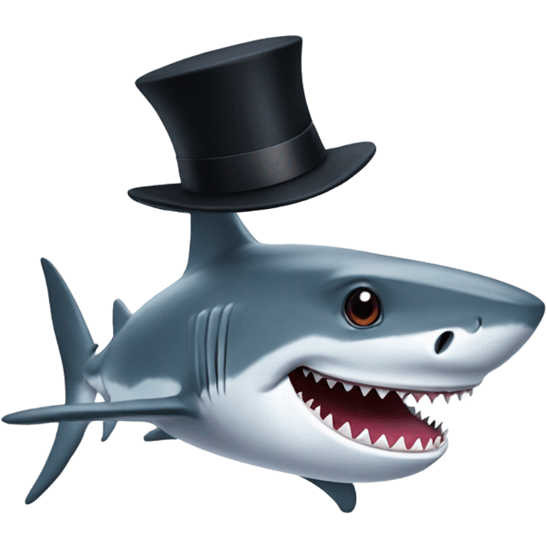 Shark with a top hat emoji