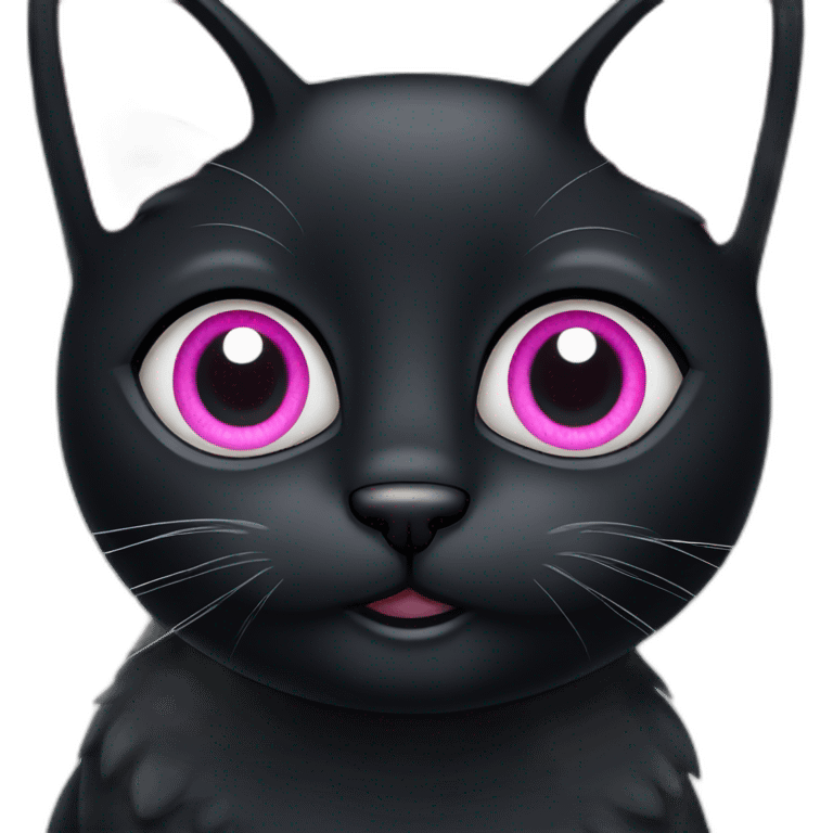 Big black cat with Big pink eyes emoji