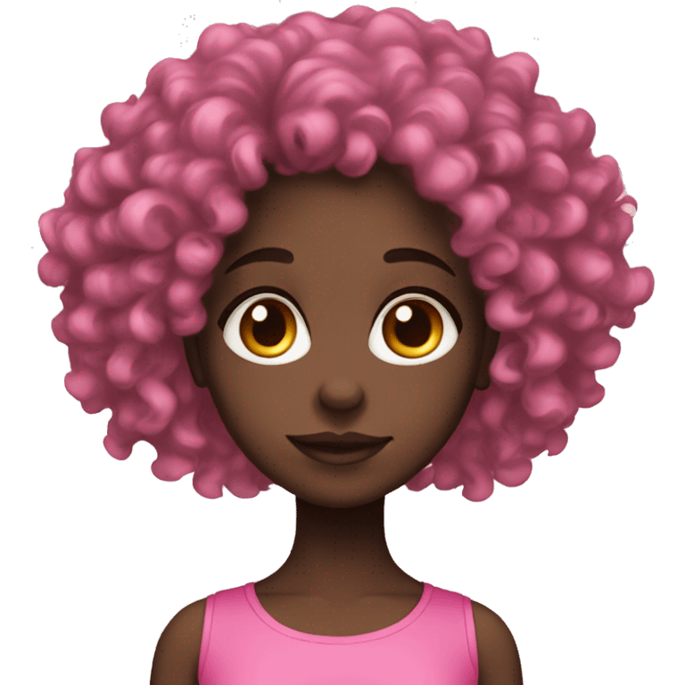 Black girl curly hair in pink emoji