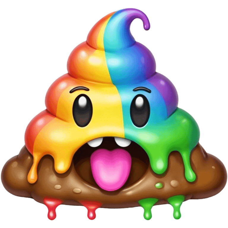 melted rainbow poop emoji monster emoji