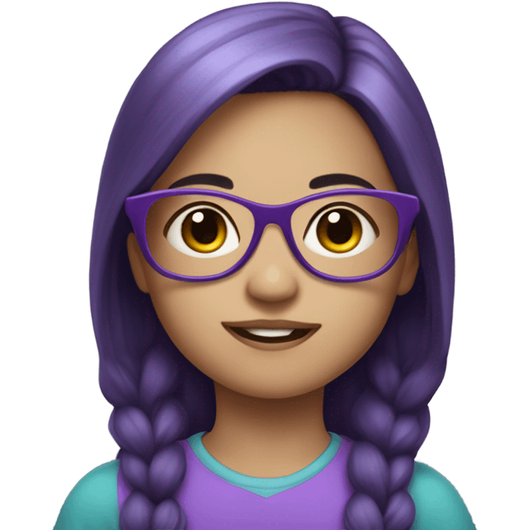 pale little girl in purple glasses and dark hair emoji