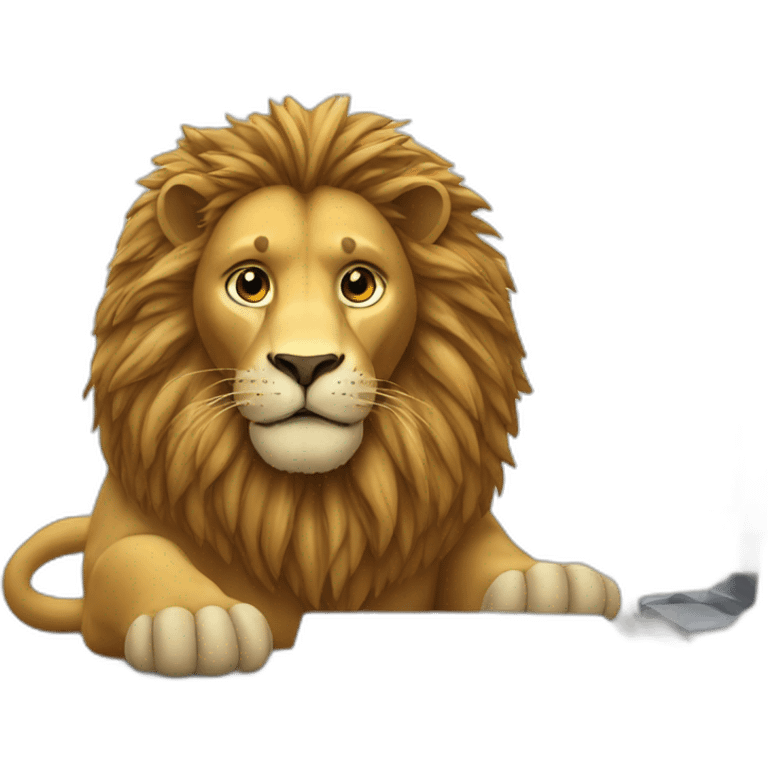 Lion with a computer emoji