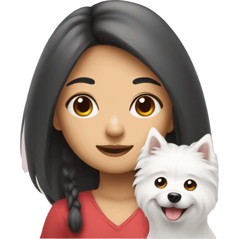 asian girl with Japanese spitz dog emoji