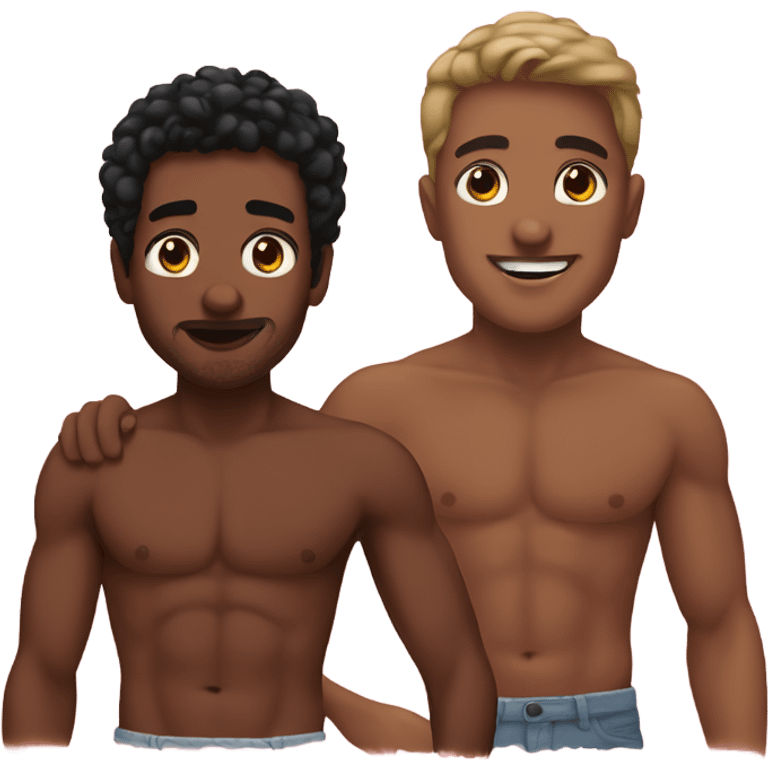 Two interracial shirtless men   emoji