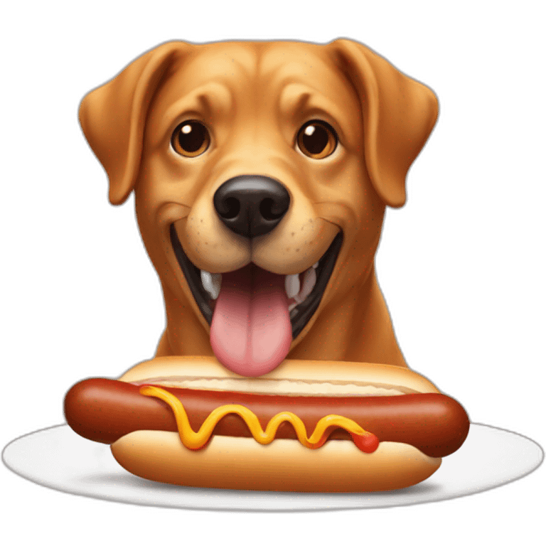 dog eating a hot dog emoji