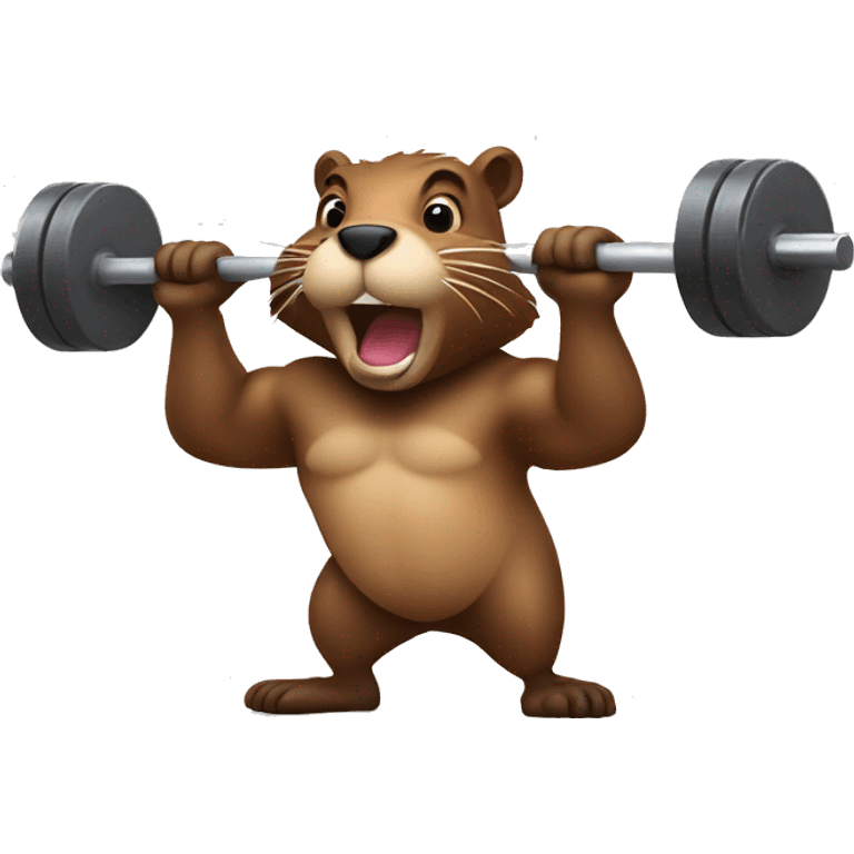 Beaver lifting the barbell emoji